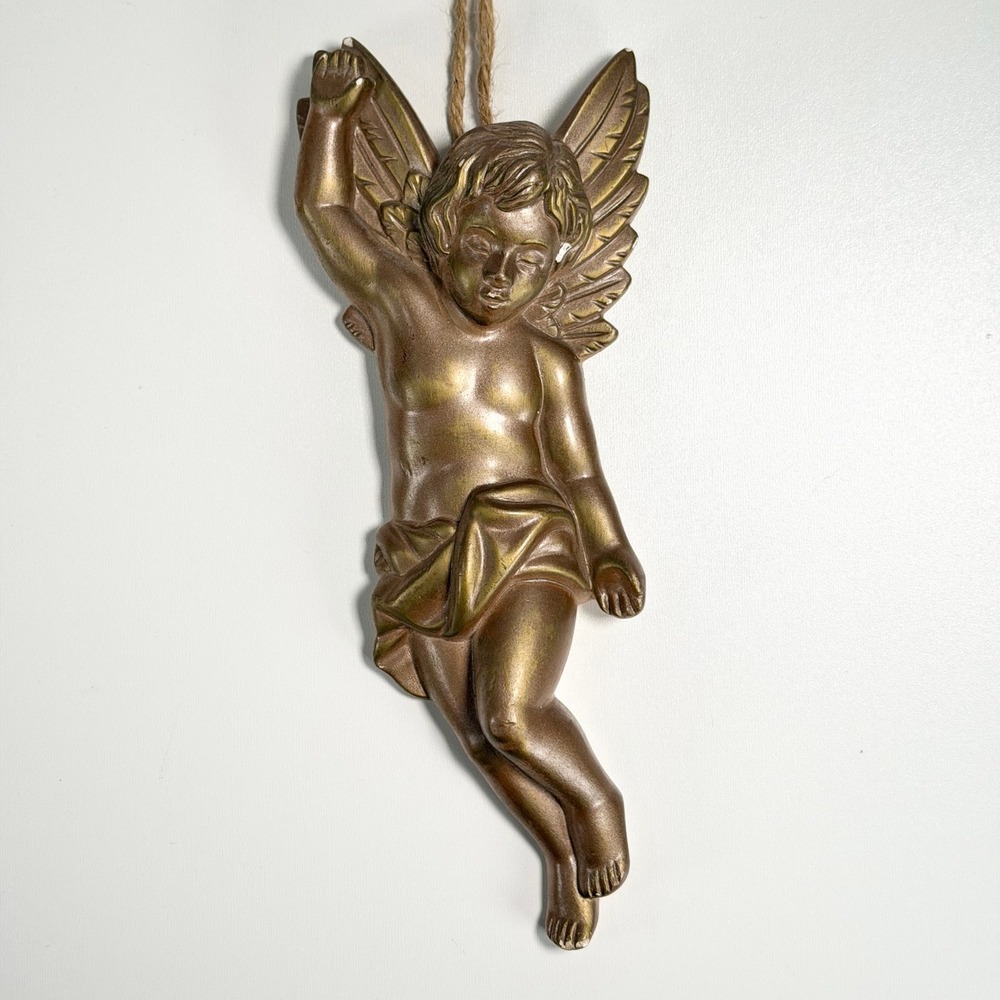 Vintage Baby Cherub Angel Gold Art Deco Wall Decor French Old World Cottagecore